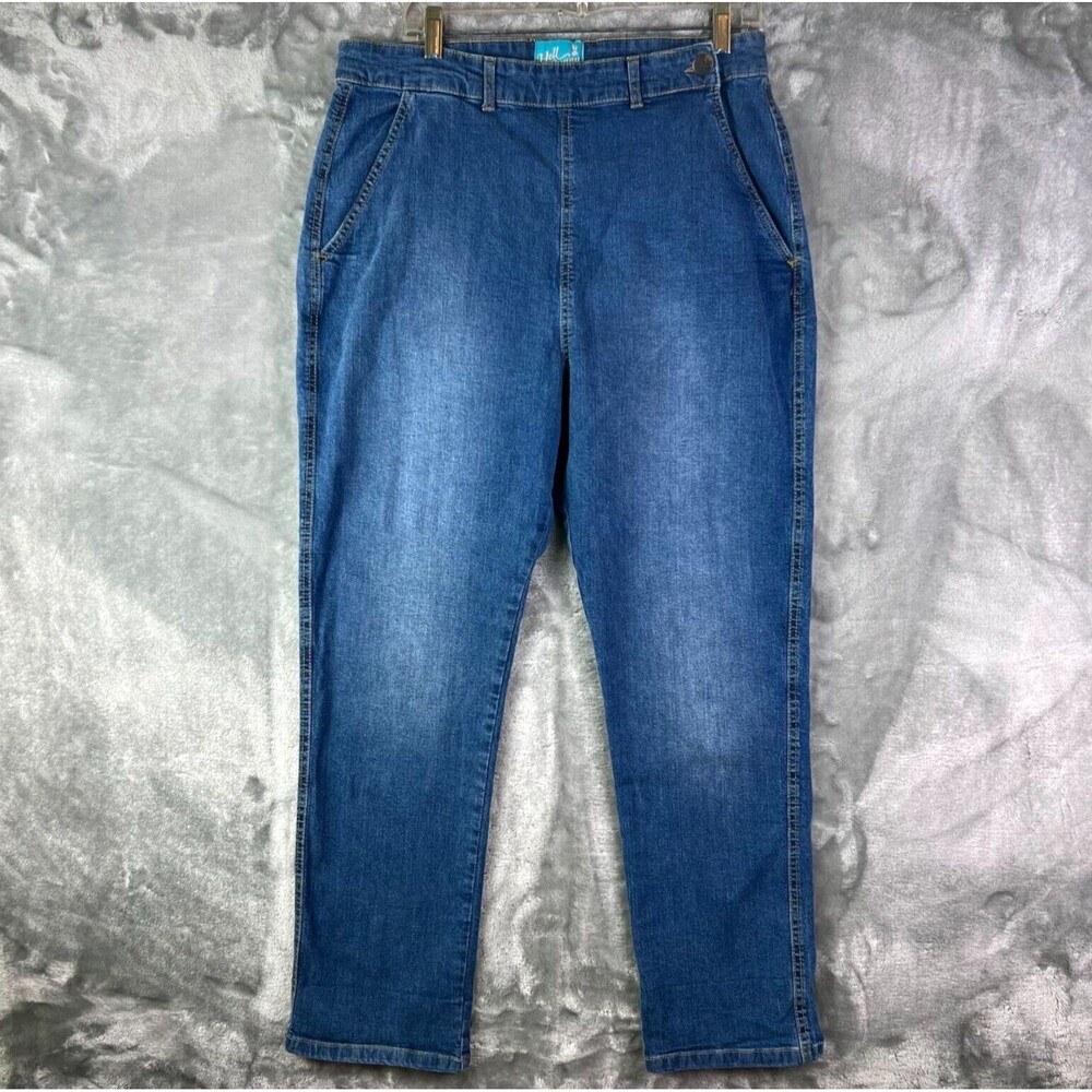 Hell Bunny Charlie Denim Jean Women XL‎ UK size 16 High Rise Straight Hip Zipper